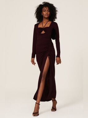 Nicholas Noel Gown Plum Burgundy